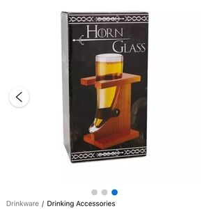 Spencer's Horn Glass with Wooden Stand - Brown